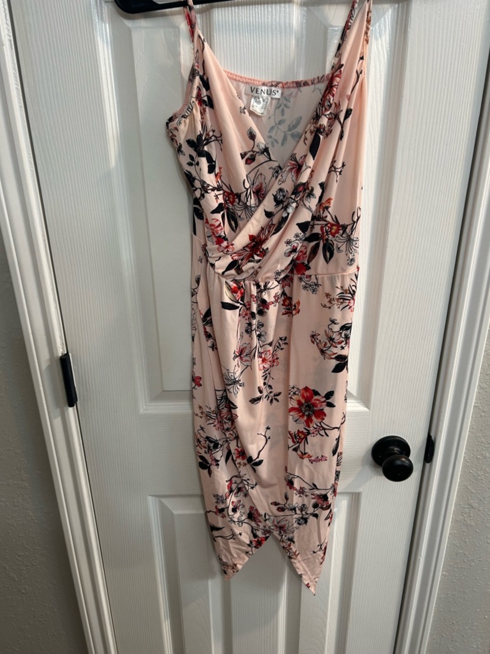 Venus Blush Pink Floral Wrap Midi Dress size small